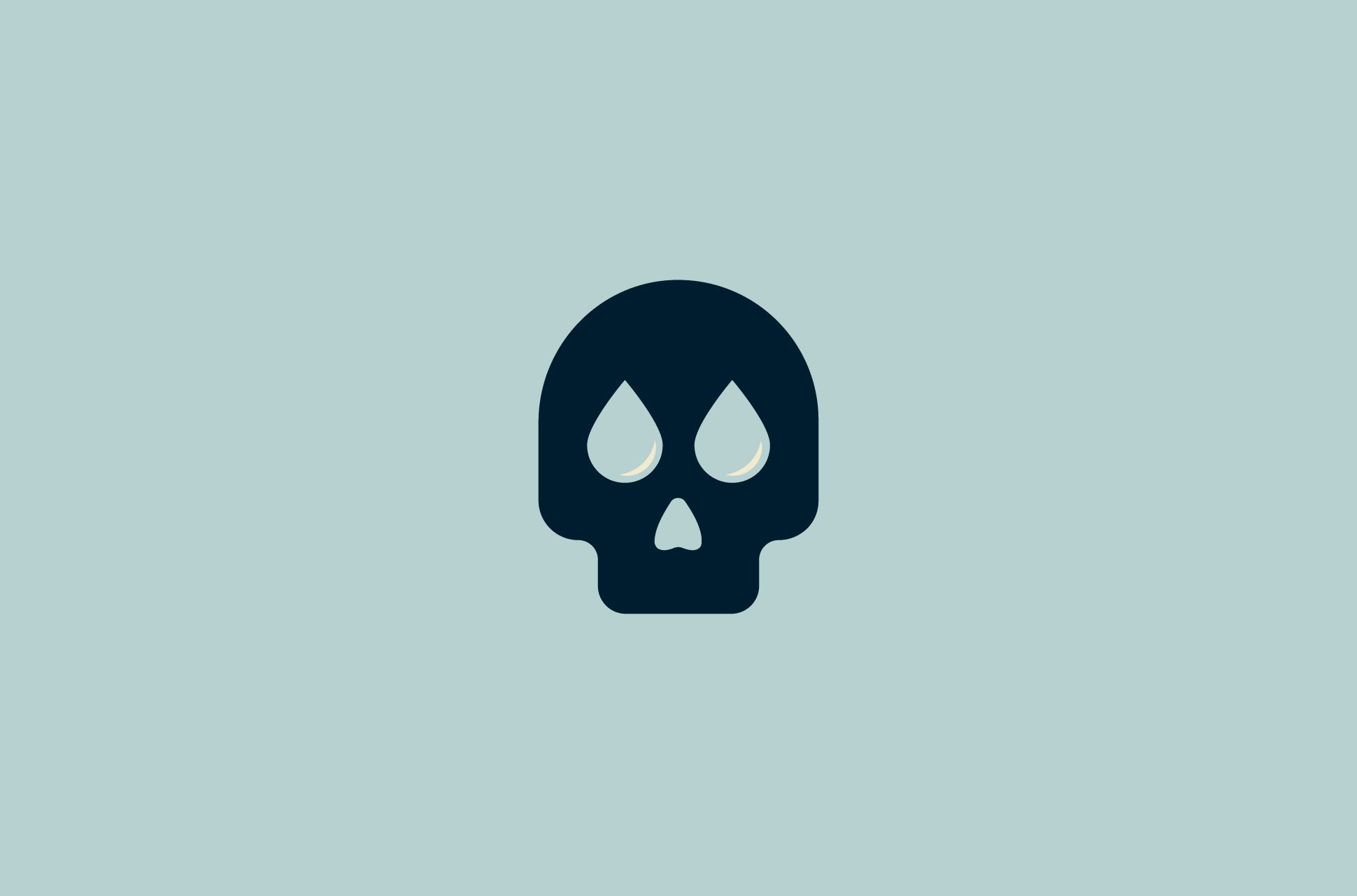 A skull with water-drop eyes.