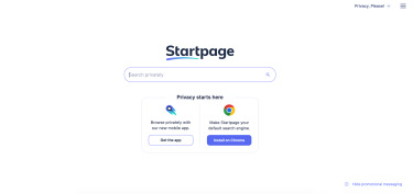 Page d’accueil de recherche Startpage proposant des résultats Google privés