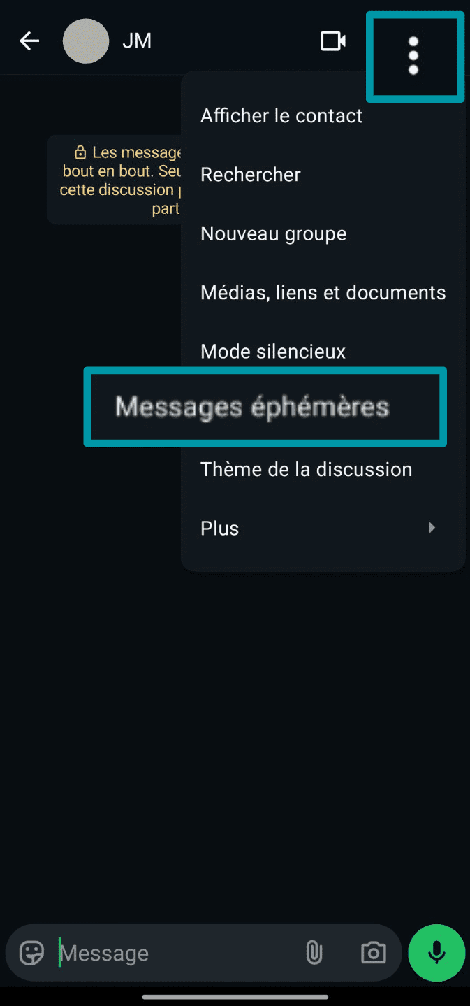 Select Disappearing Messages Fr