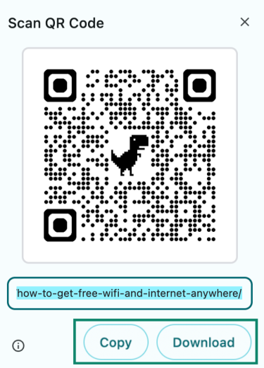 A QR code created using the Google QR code generator feature on a desktop.