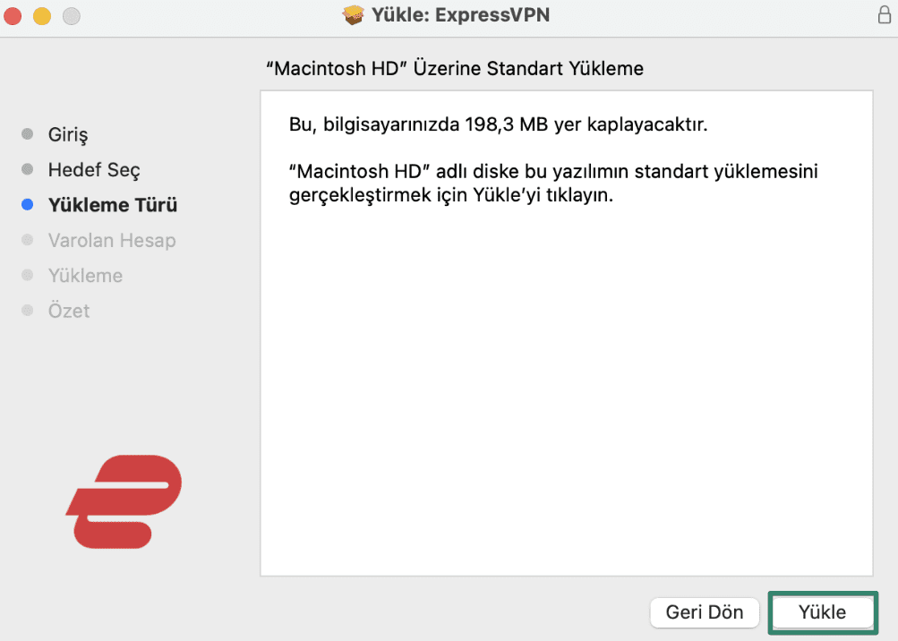 Installing ExpressVPN on macOS.