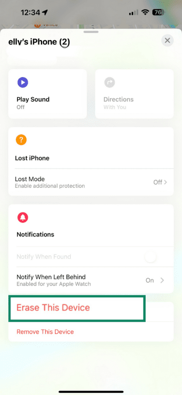 Click Erase This Device to remove Apple Pay from a device.