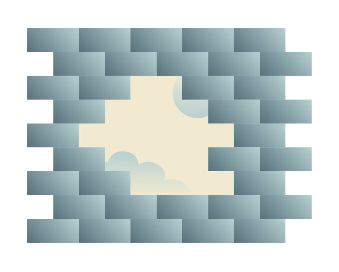 Tegelvägg med en öppning.