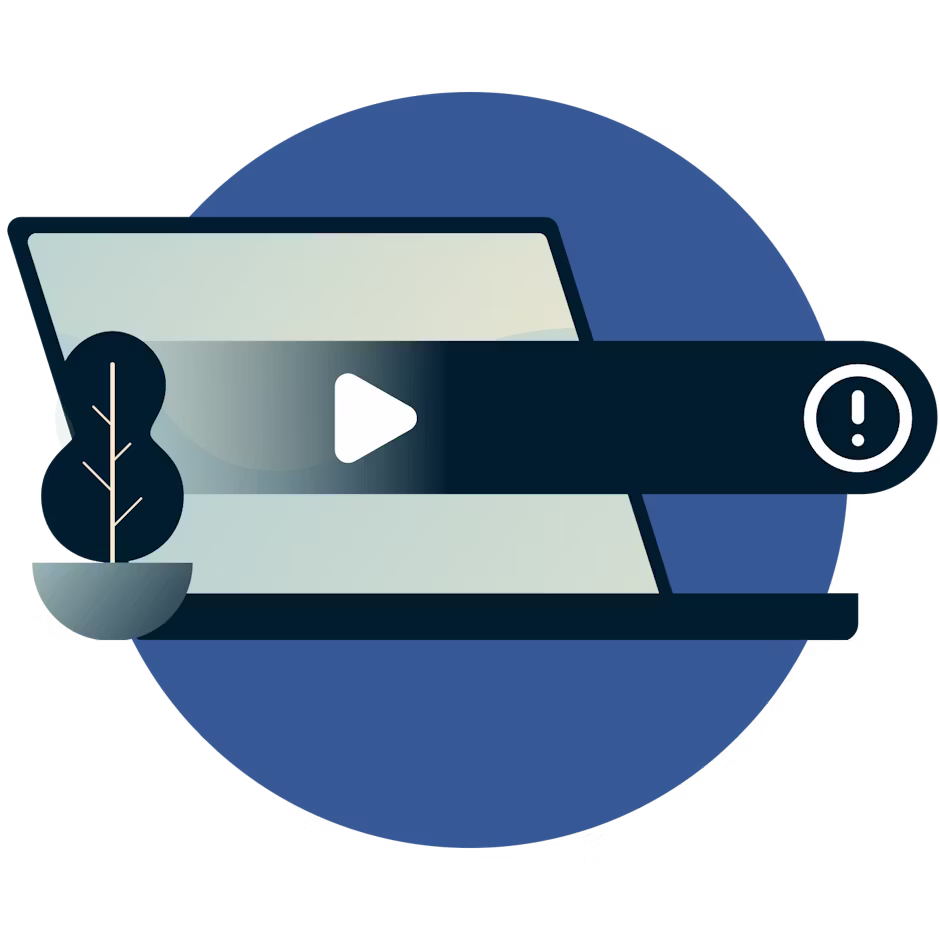 Laptop z błędem odtwarzania.