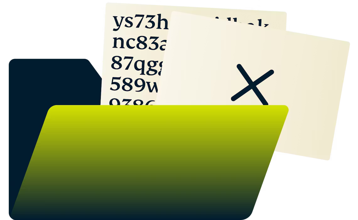 Säkrade filer i en Manila-mapp.