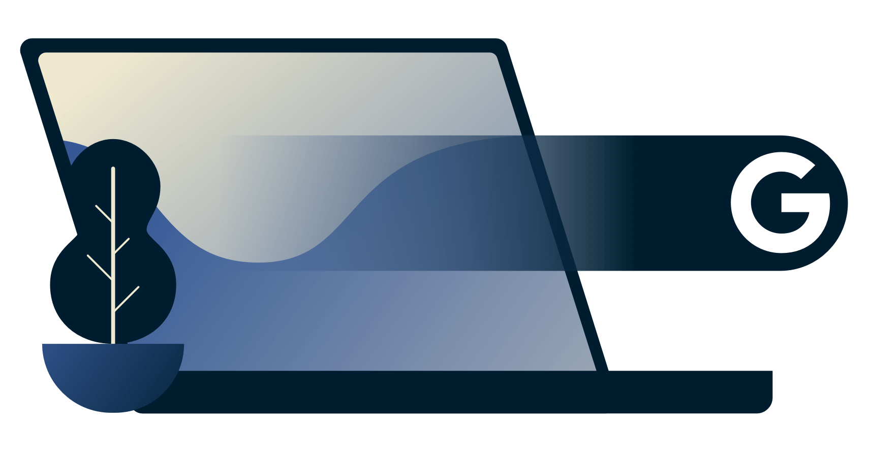 Google simgesi bir dizüstü bilgisayardan çıkıyor.