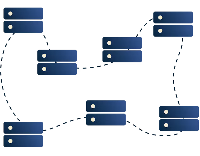 Servidores ligados uns aos outros.