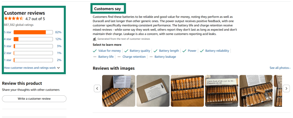 Customer reviews on Amazon.