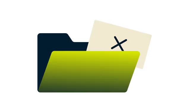 Åbn den grønne fil og et papir med et kryds.