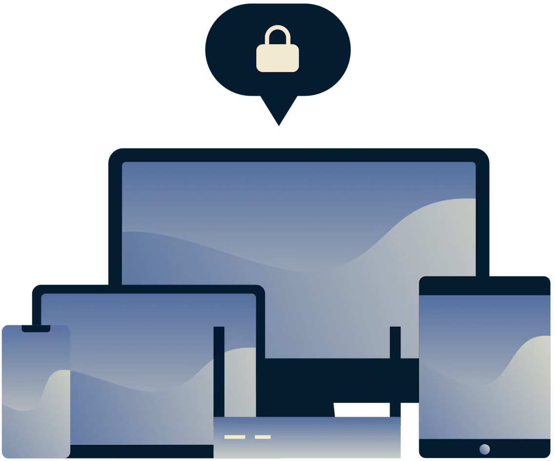 Enhed med en taleboble med en lås i den.