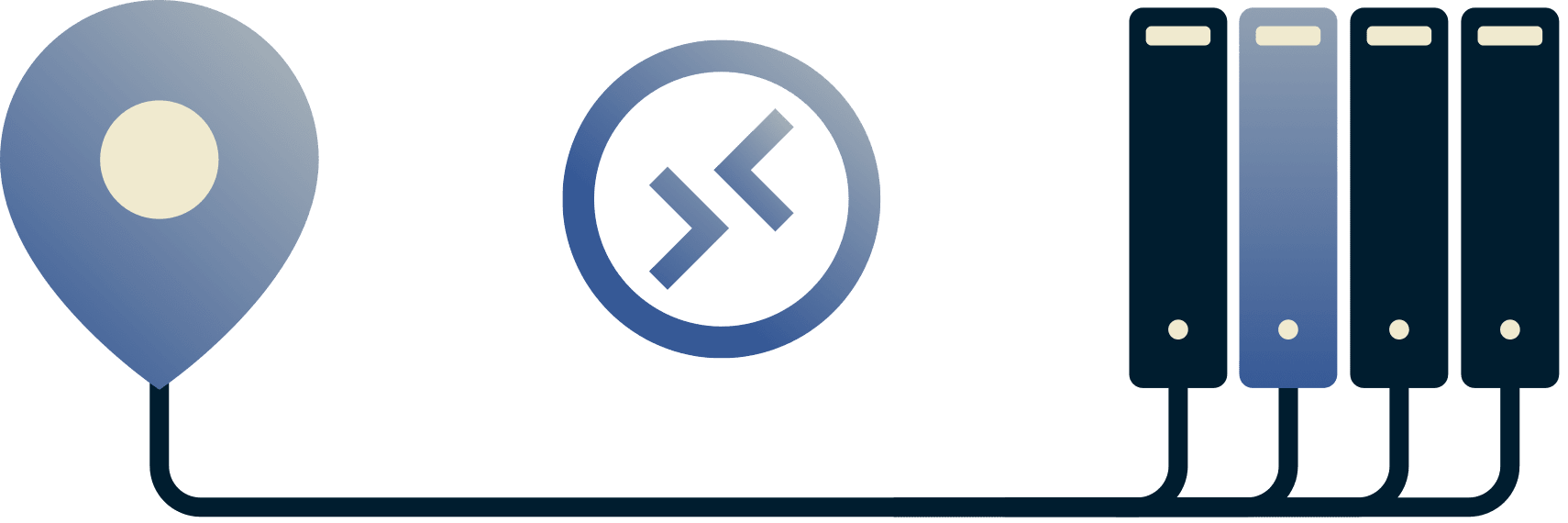 Diagram over noen som er koblet til eksternt skrivebord til et kontornettverk.