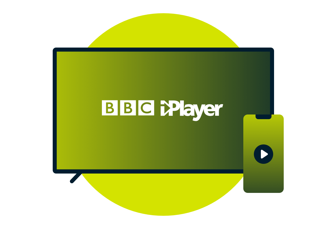 Ноутбук и телефон с логотипом BBC iPlayer.