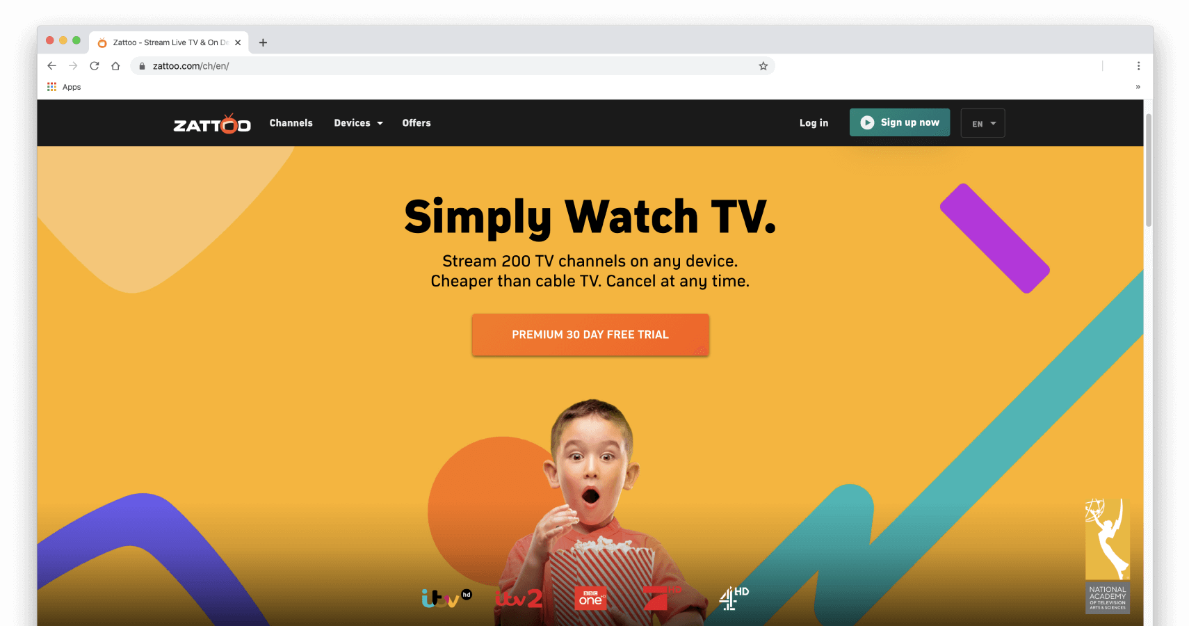 Skjermbilde av Zattoos hjemmeside.