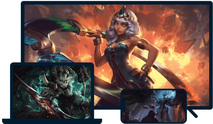 Çeşitli cihazlar üzerinde League of Legends.
