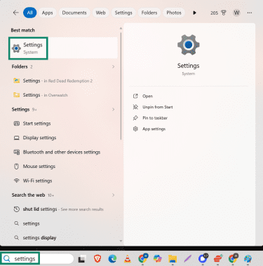 How to open Windows settings.