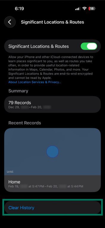 Tap Clear History at the bottom of the screen