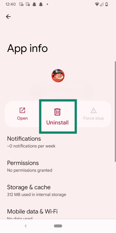 Uninstalling a bloatware app on Android.