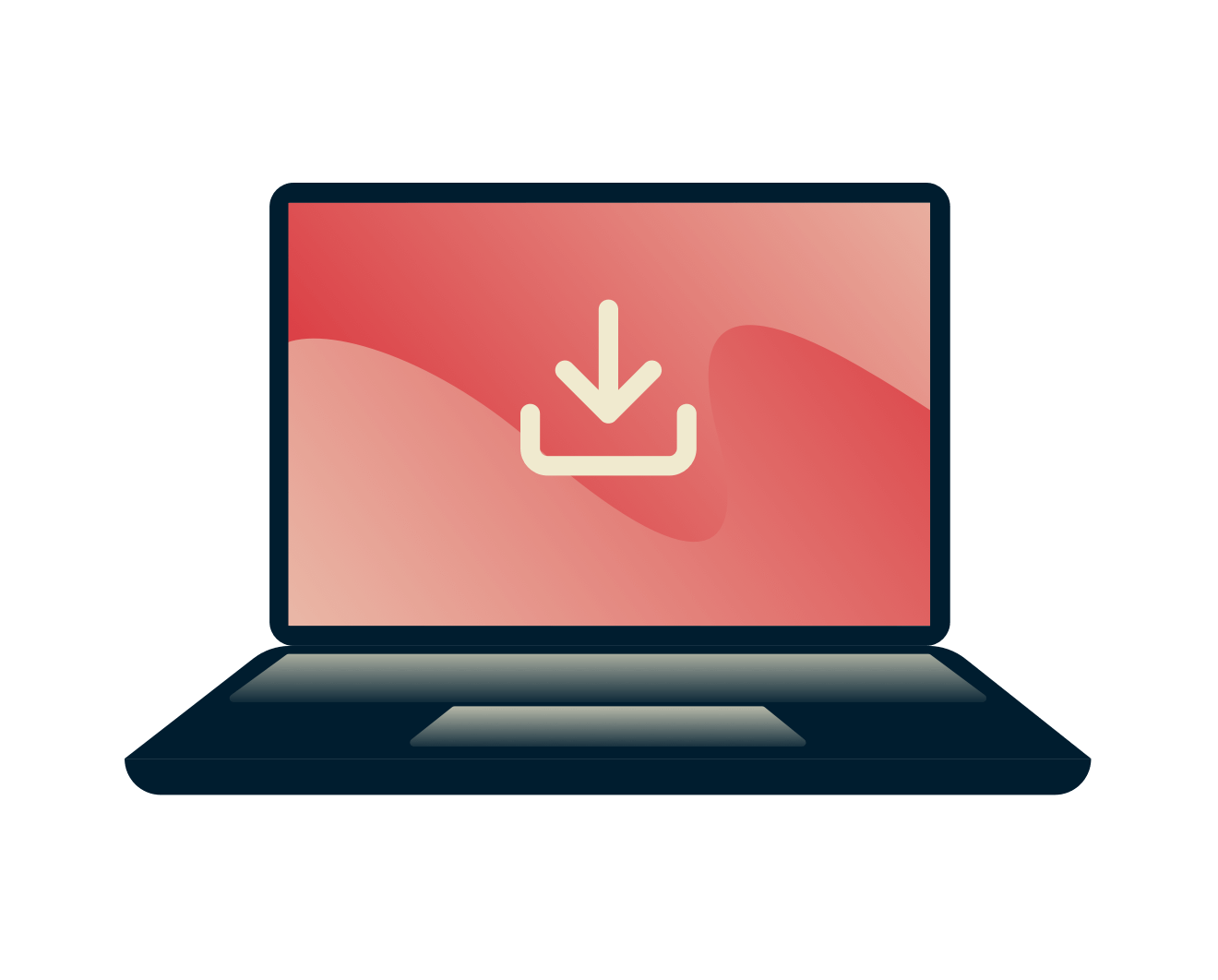 Lataa nimettömänä. Kannettava tietokone, jossa on latauskuvake.